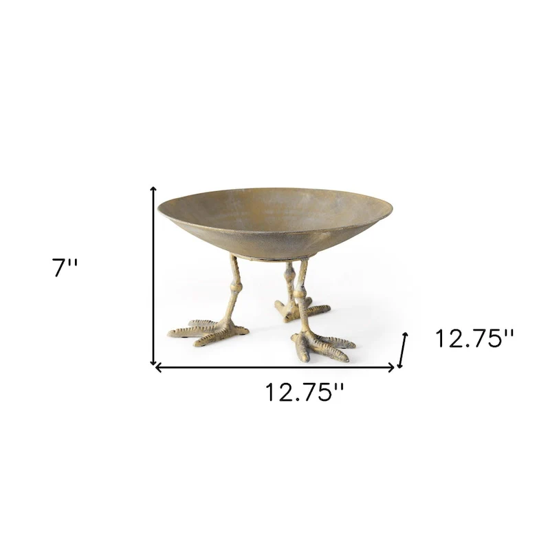 HomeRoots 13  Gold Metal Round Centerpiece Bowl