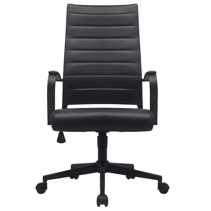 Modern High Back Office Chair Ribbed PU Leather Manager Tilt Conference Room Computer Desk Boss Task Executive Boss