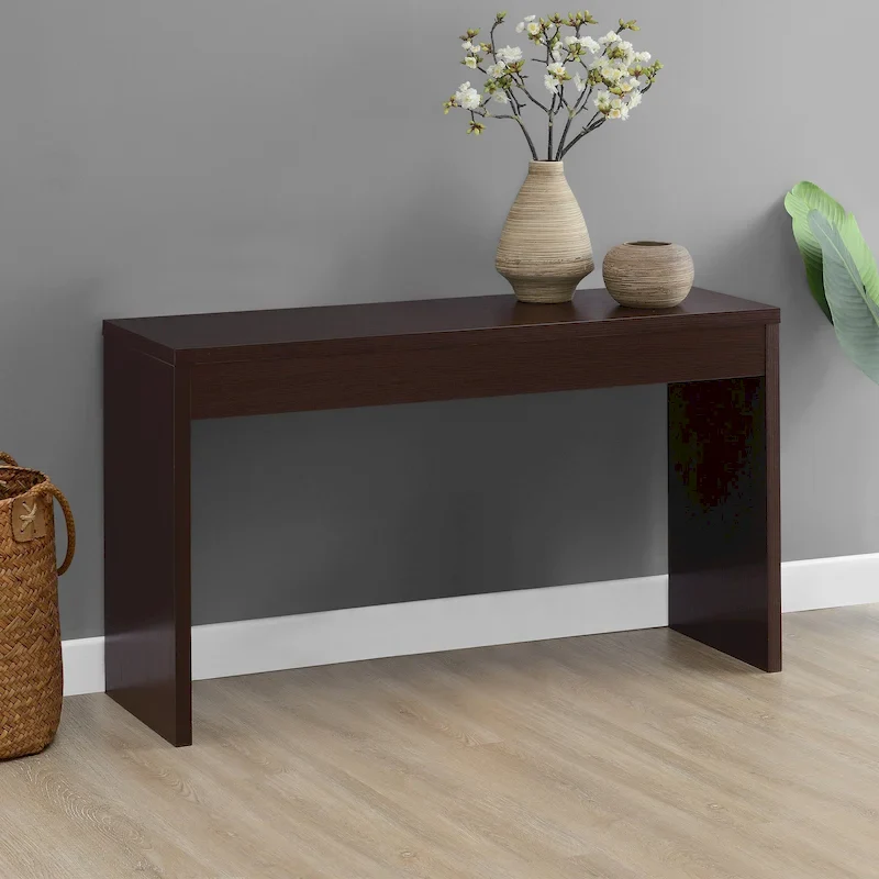 Espresso/White/Black Modern Melamine Console Table & Desk, 1-Person