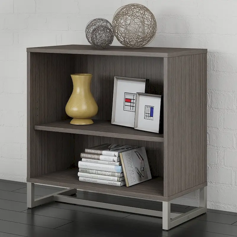 2-Shelf Bookcase Cabinet with Metal Base - Multiple Colors Available