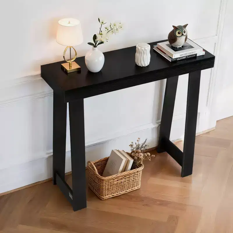 VEVOR 36 in Console Table, Modern Desk Behind the Couch, Wooden Rectangle Entrance Desk, Narrow Long Sofa Table Accent Stand, Ideal for Hallway, Black