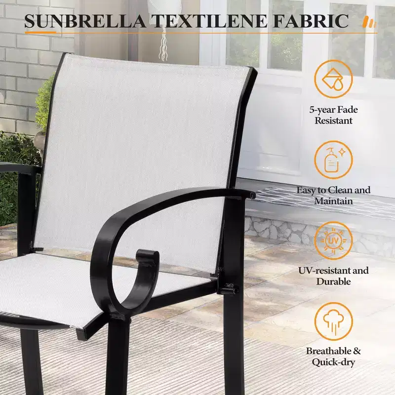 Crestlive Products 27.8'' Counter Height Set of 2 Swivel Bar Stools Aluminum Frame with Sunbrella Fabric