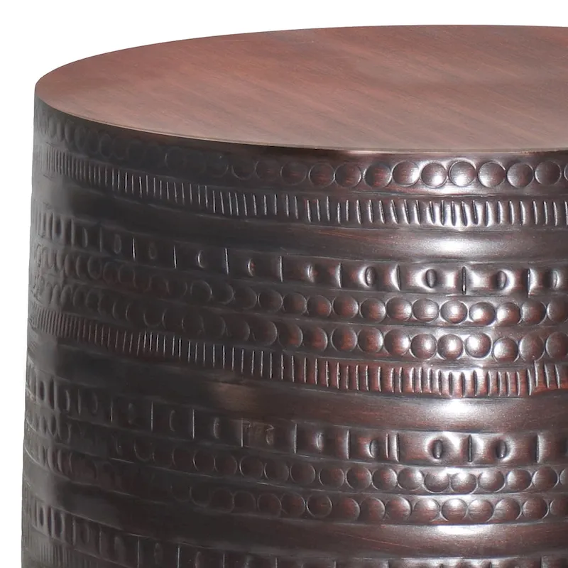 WYNDENHALL Jean 15  Wide Tribal Pattern Metal Accent Table & Assembled - 15 w x 15  d x 20  h