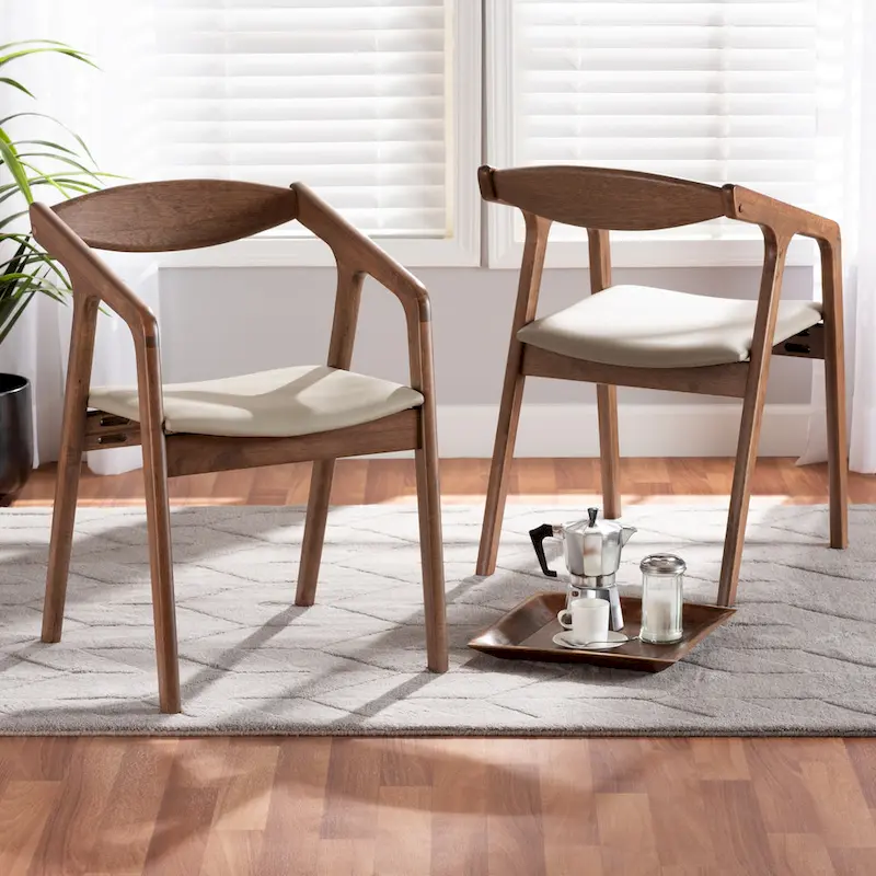 Harland Mid-Century Modern 2-Piece Dining Chair Set