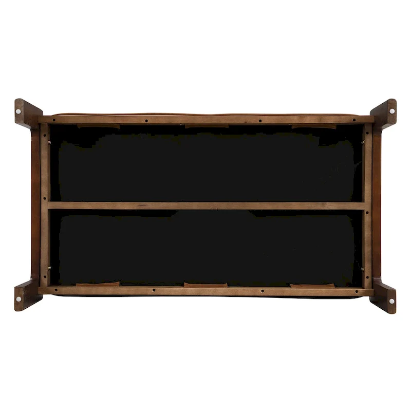 Christopher Knight Home - 48.4 Rectangle Tufted Upholstered Cocktail, Leather Ottoman Coffee Table with Rubber Wood Frame