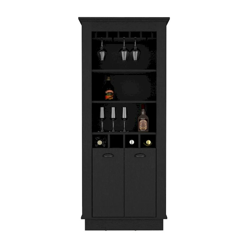 Bar Cabinet, Four built-in wine racks,Living Room, Black