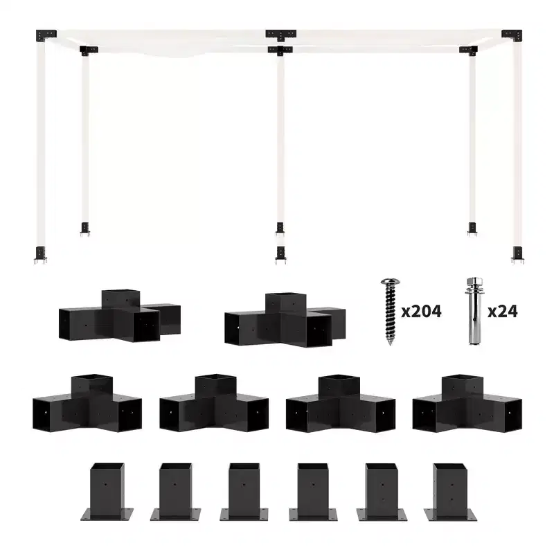 12PCS Pergola Kit, Pergola Brackets with 3-Way & 4-Way Corner Brackets for 4x4 (Actual 3.6x3.6) Lumber