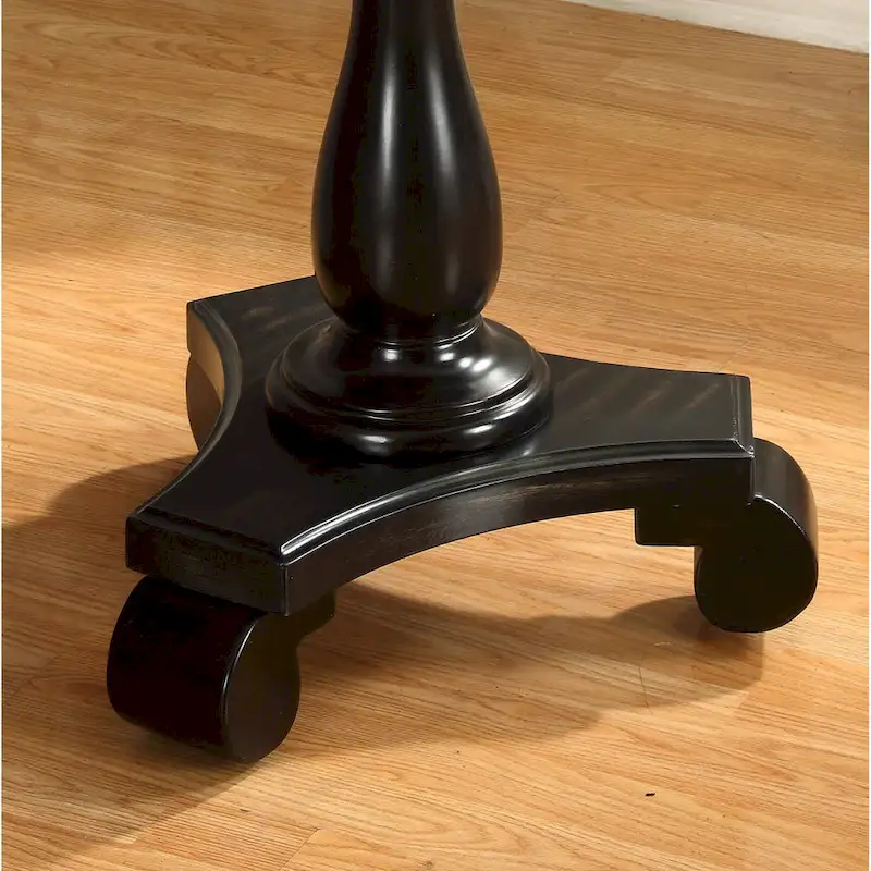 Black Round Wood Pedestal Side Table