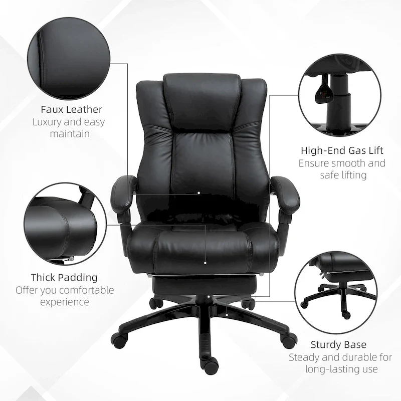 Executive High Back Office Chair Executive Computer Desk Chair with Adjustable Height and Retractable Footrest