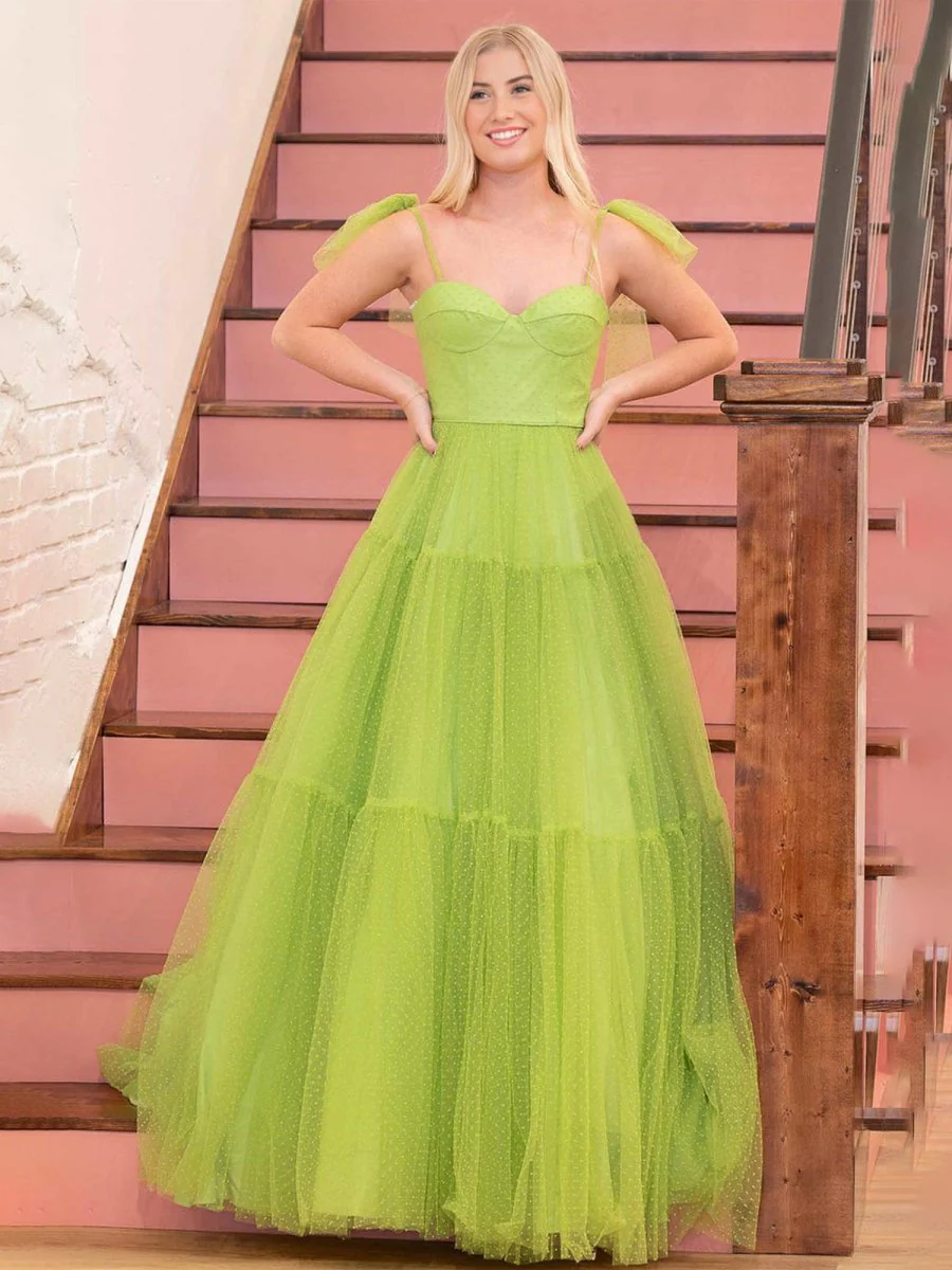 A-line Sweetheart Dot Tulle Prom Dress