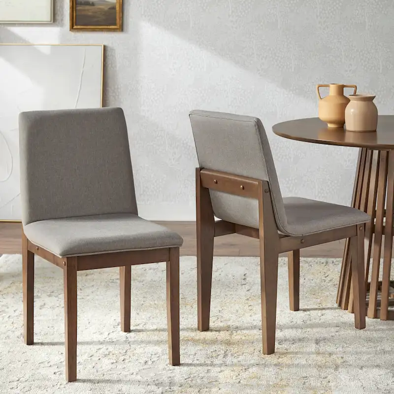 Walnut & Black Mid-Century Upholstered Dining Chair, Set of 2