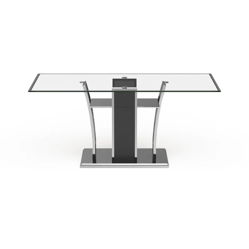 Furniture of America Resk Modern 72-inch Glass Top Wood Dining Table