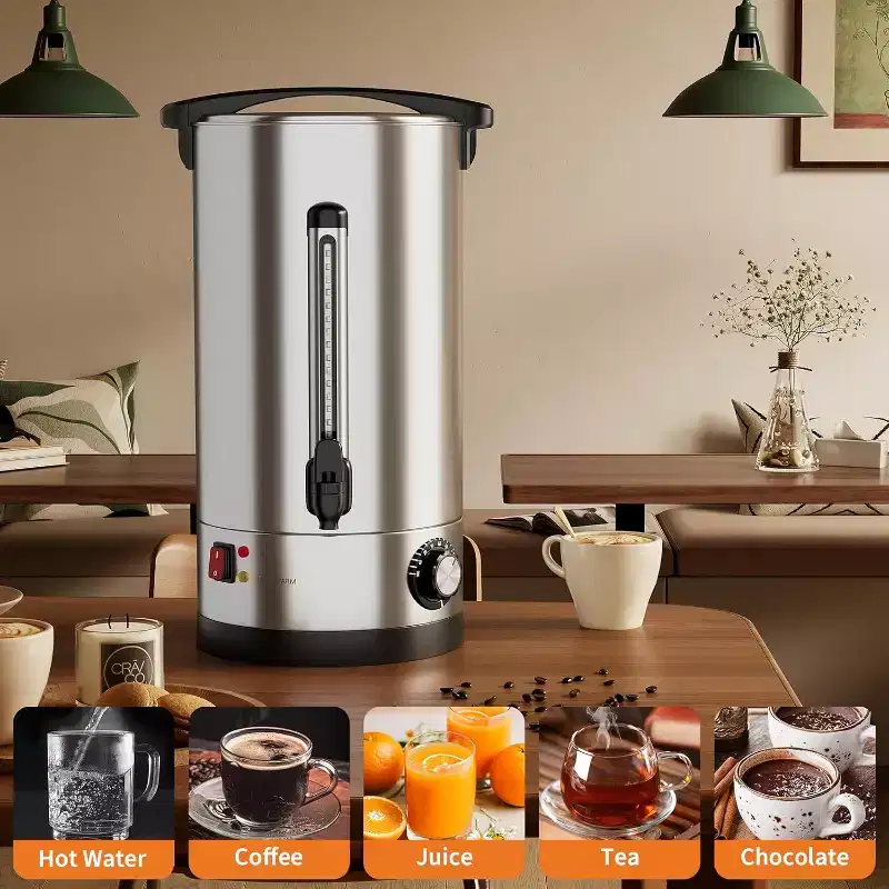 Commercial Coffee Urn - Double Wall Stainless Steel Fast Brew Dispenser with Filter Basket for Catering, Parties