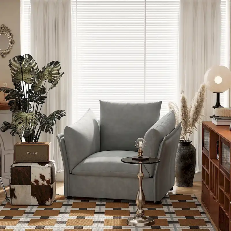 Oversized Chenille Lounge Armchair