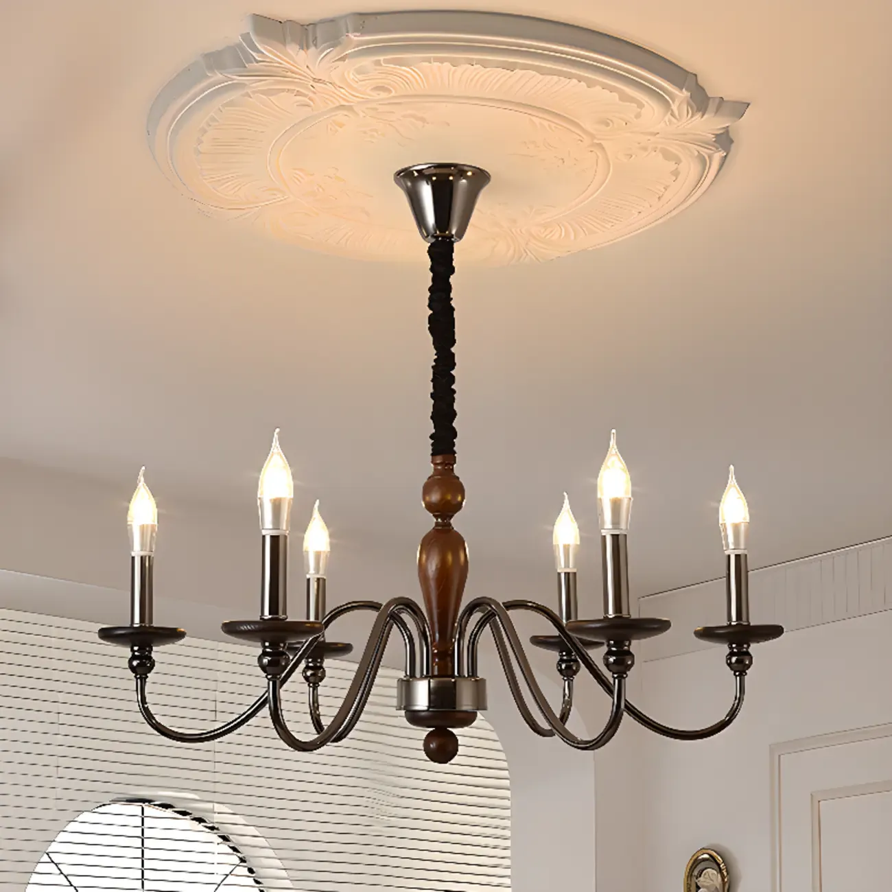 Modern Black 6/8 Light Candelabra Chandelier in Dimmable