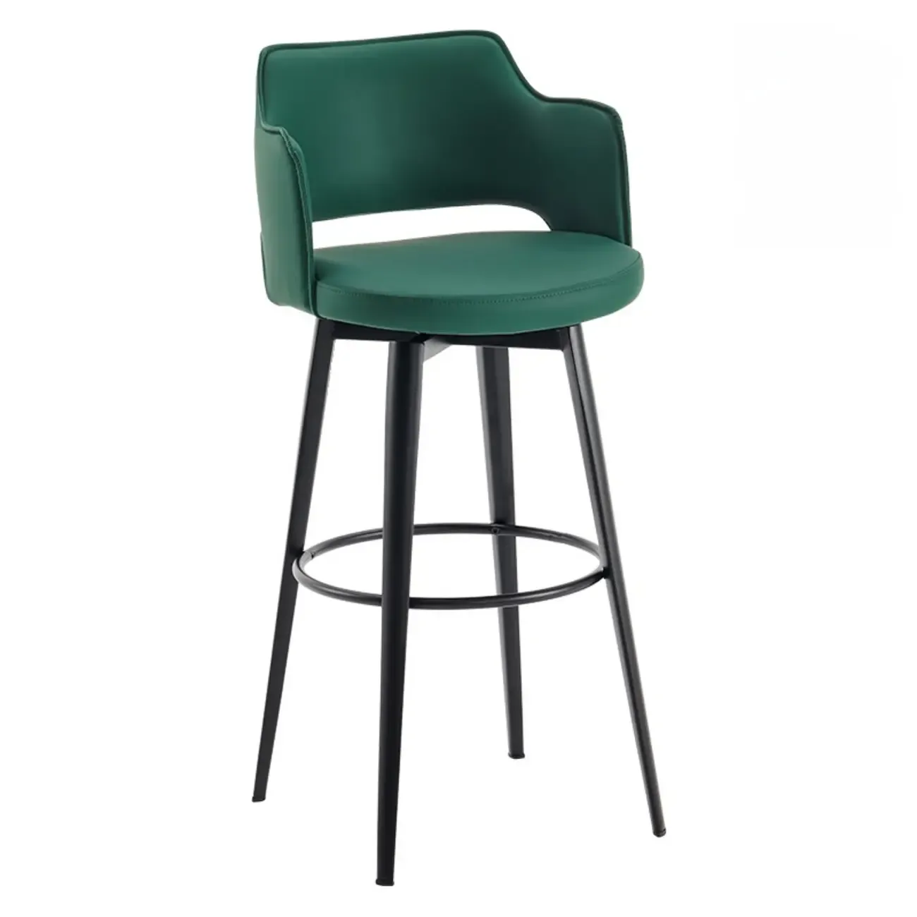 Mid-Century Modern Upholstered Bucket Seat Swivel Bar Stools