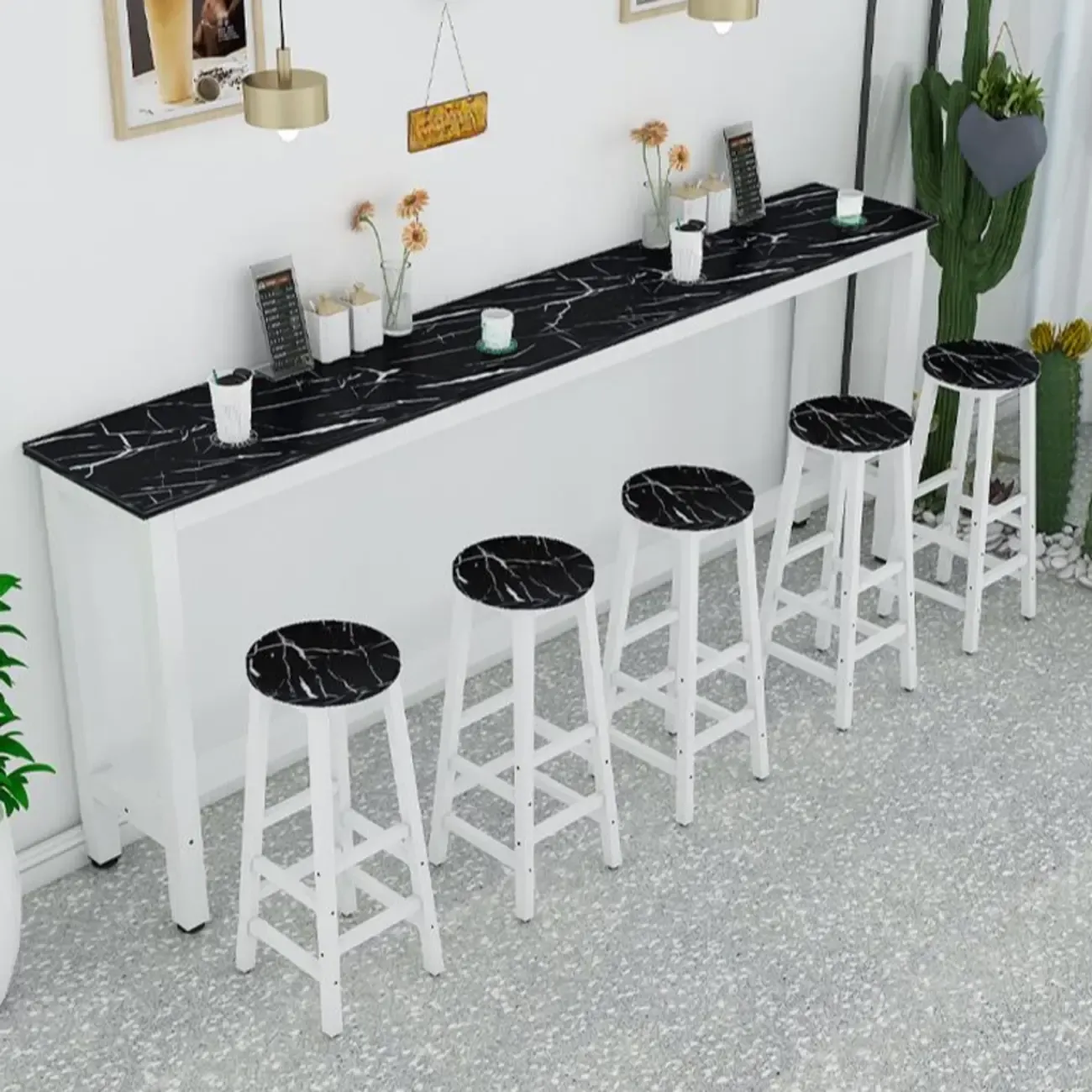 Modern White Metal Fixed Top Design Bar Tables