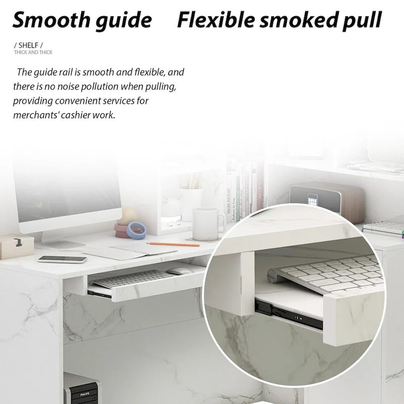 Timechee 55.9W 48.4H L-Shape Wood Reception Desk Drawer With Lock