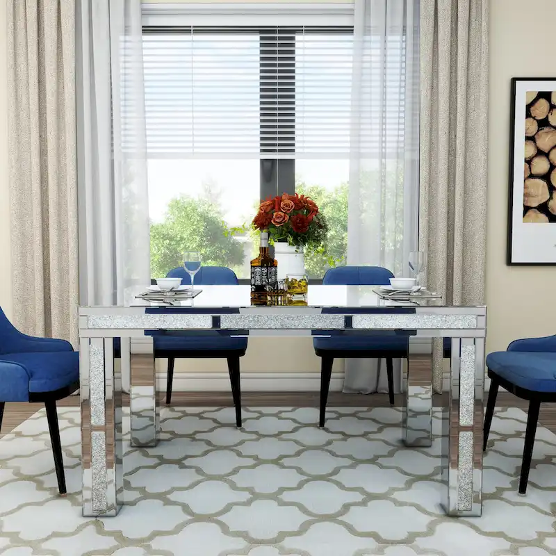 Rectangular Dining Table with Crushed Diamond