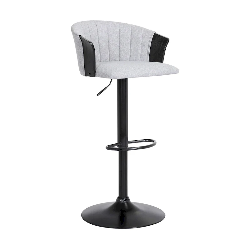 Gray & Black Adjustable Height Swivel Barstool, Single Seat
