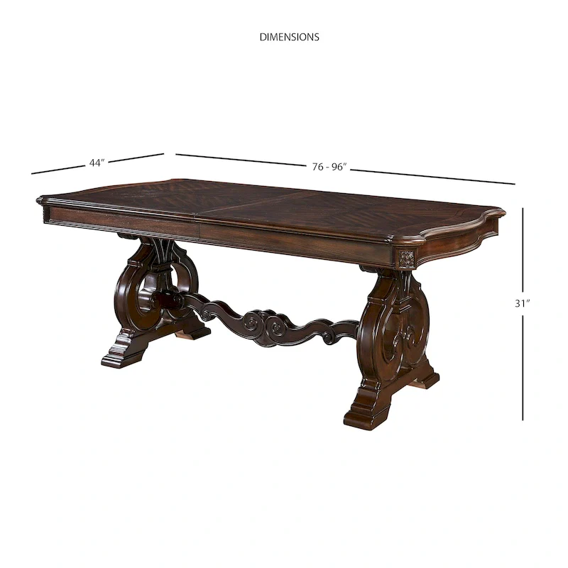 Traditional Hardwood Dining with Double Pedestal Table & Carved Chairs – Pecan, Seats up to 10