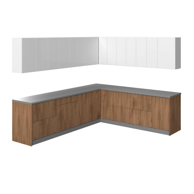 Kitchen Modern Collection Natural Teak & Black Color Base Size 10x8,5Ft Wide - 102x120
