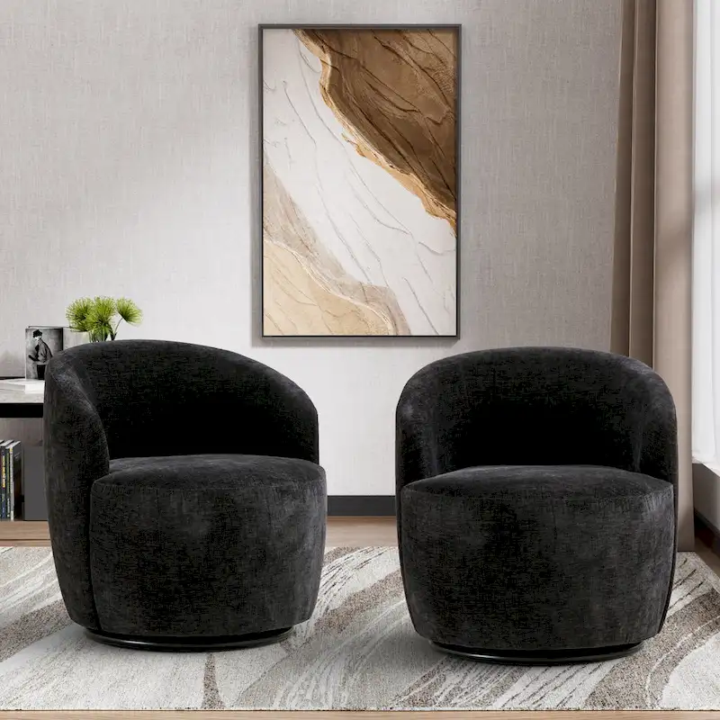 Ouyessir Accent Upholstered Round Velvet 360 Degree Swivel Sofa Chairs