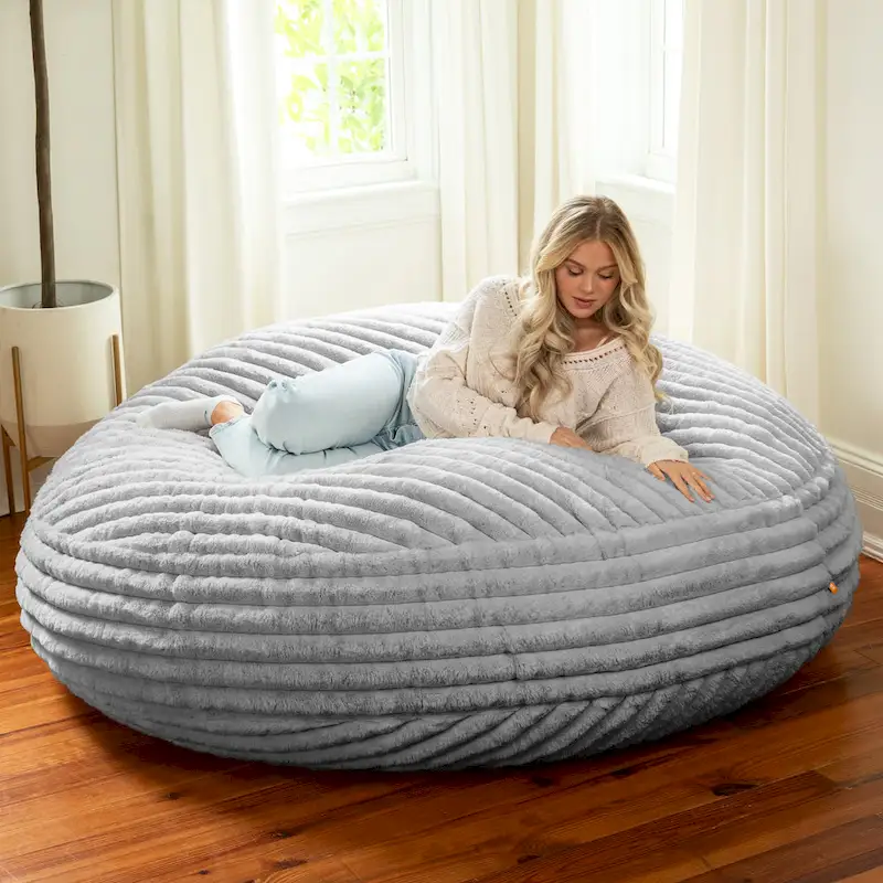 6 Foot Large Bean Bag Chair, Faux Fur