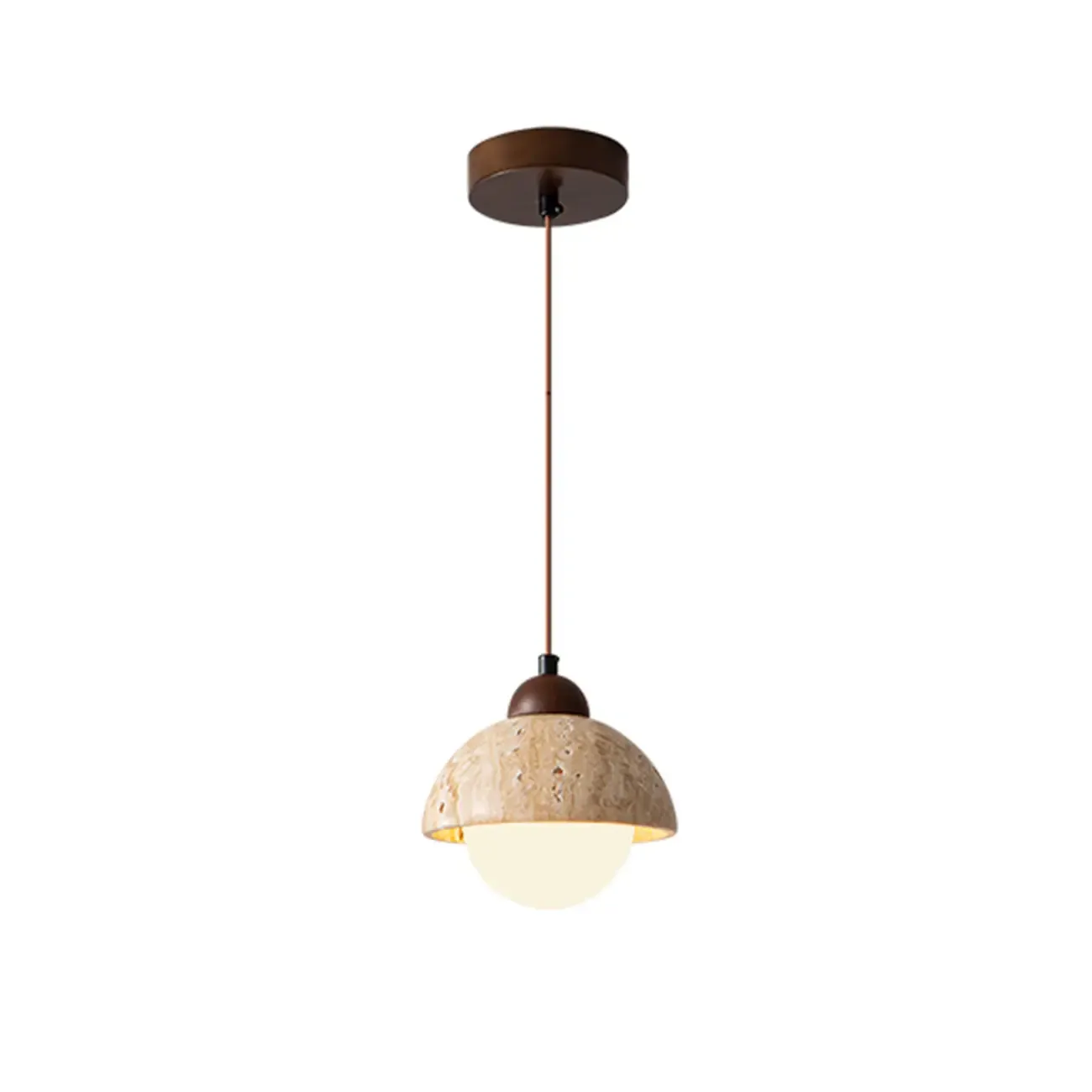 Cylinder Wood Stone Rope Bedside Pendant Light