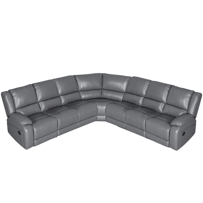 129 W 7-Seat Faux Leather Manual Recliner Large Sectional Reclining Sofa
