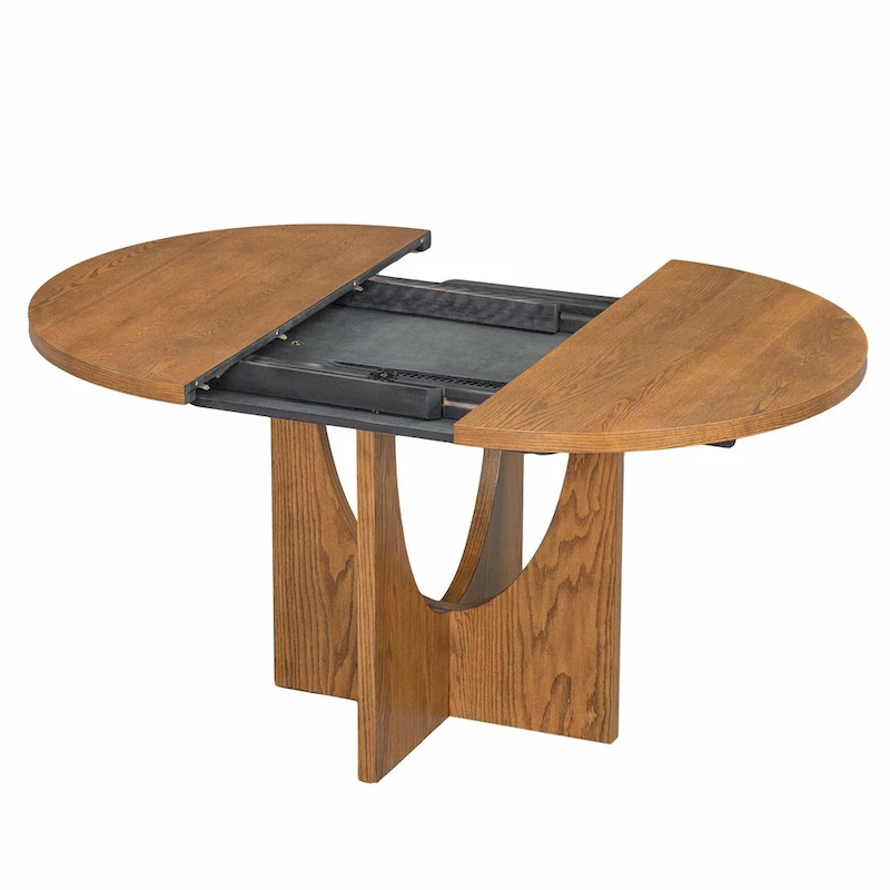 Modern 5-Piece Round Dining Set with 16.2 Removable Leaf