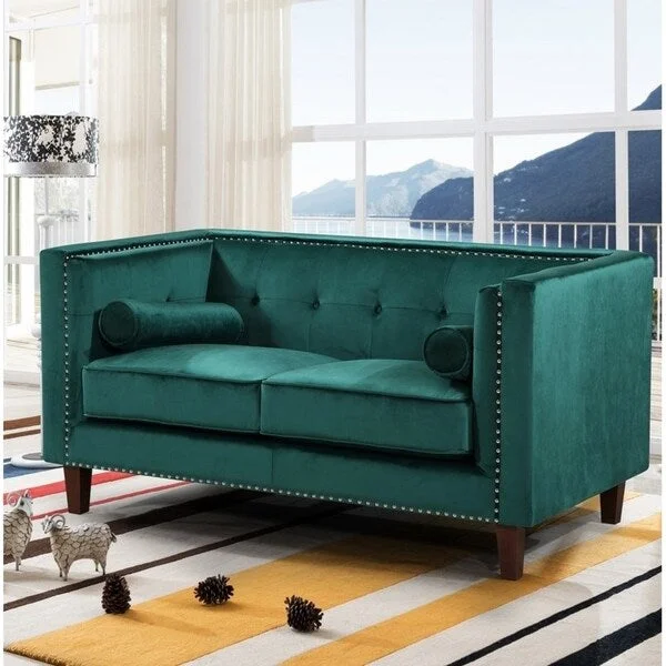 Kittleson Classic Nailhead Chesterfield Loveseat - Blue