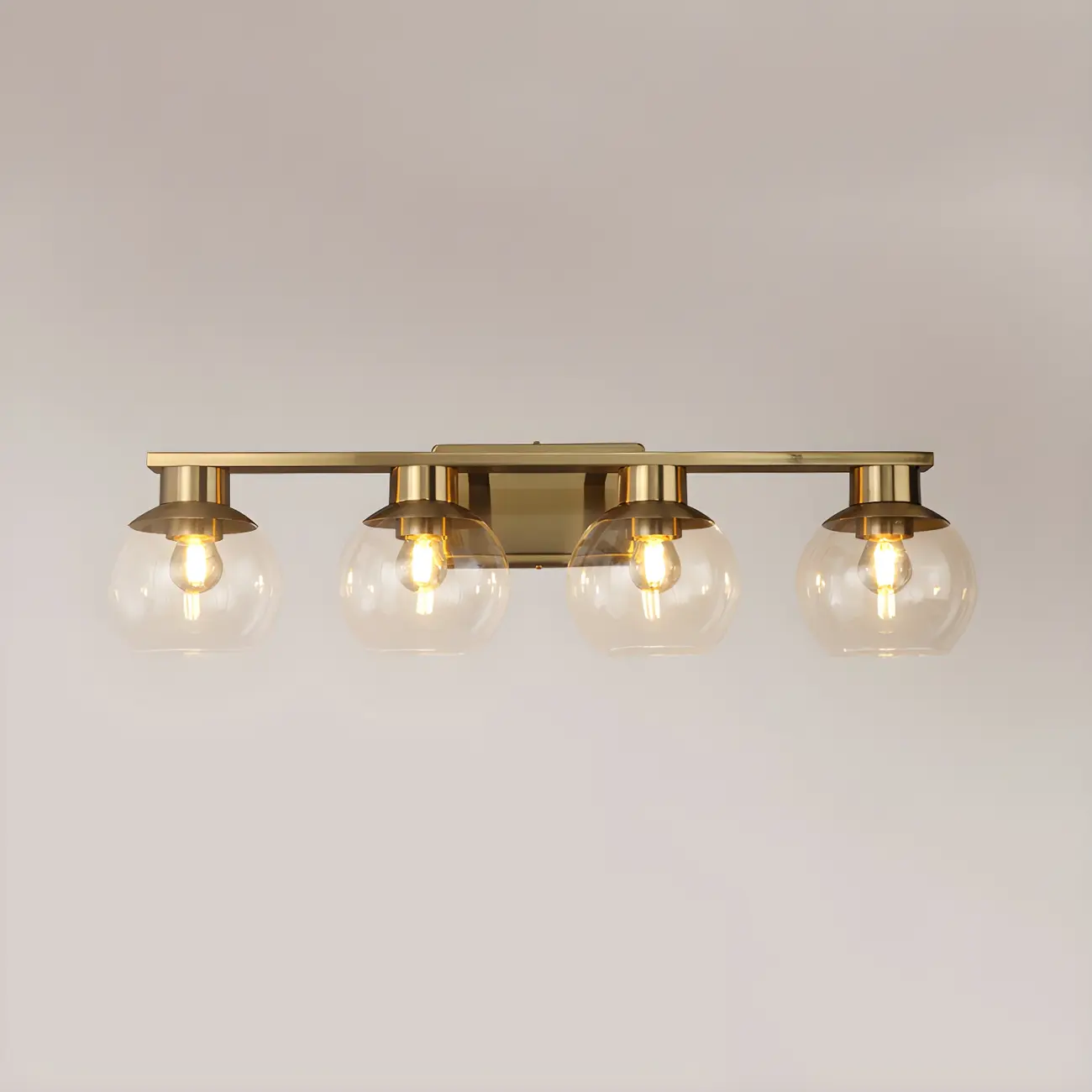 Modern Gold Clear Glass Dome Bathroom Vanity Light