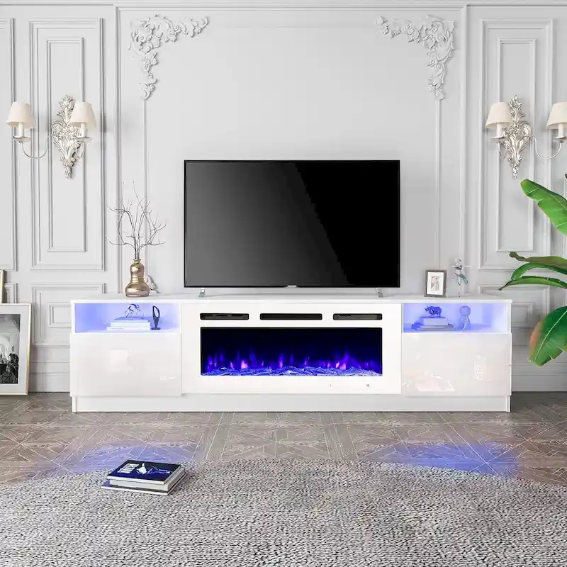 36 Electric Fireplace TV Stand, Entertainment Center & TV Console for TVs up to 80, Modern Fireplace Heater for Living Room