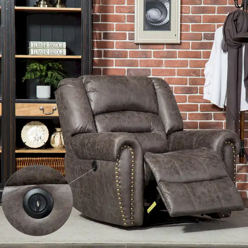 Overstuffed Manual Standard Recliner Chair Sofa