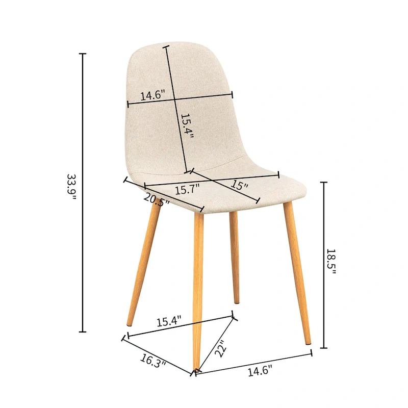 HomyLin Dining Chair Set of 4 Upholstered Fabric Low Back Armless