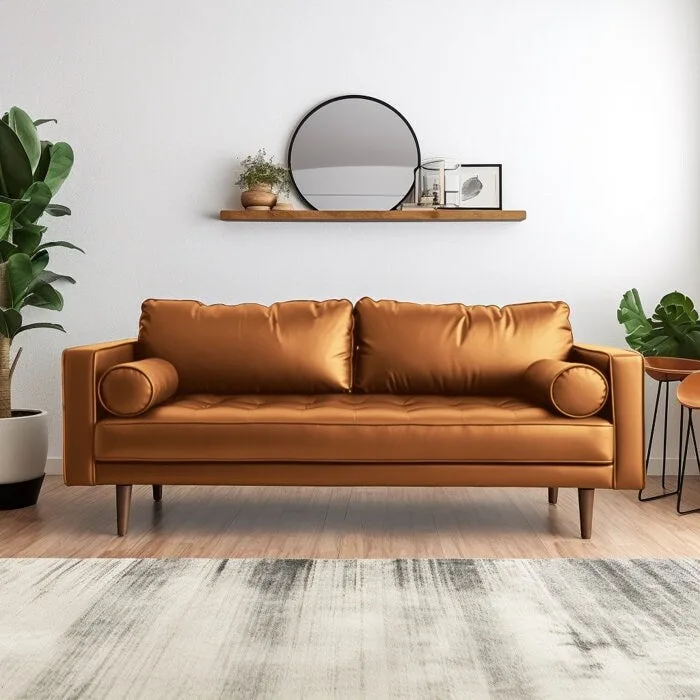 70 Inch Vegan Leather Sofa