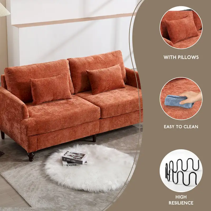 HOMEFUN Modern chenille Fabric Loveseat,2-Seat Upholstered Loveseat Sofa Modern Couch