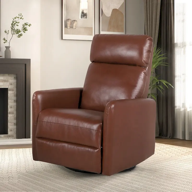 Leather Manual Swivel Recliner