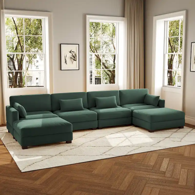 U Shaped Couch Sectional Sofa with Ottoman
