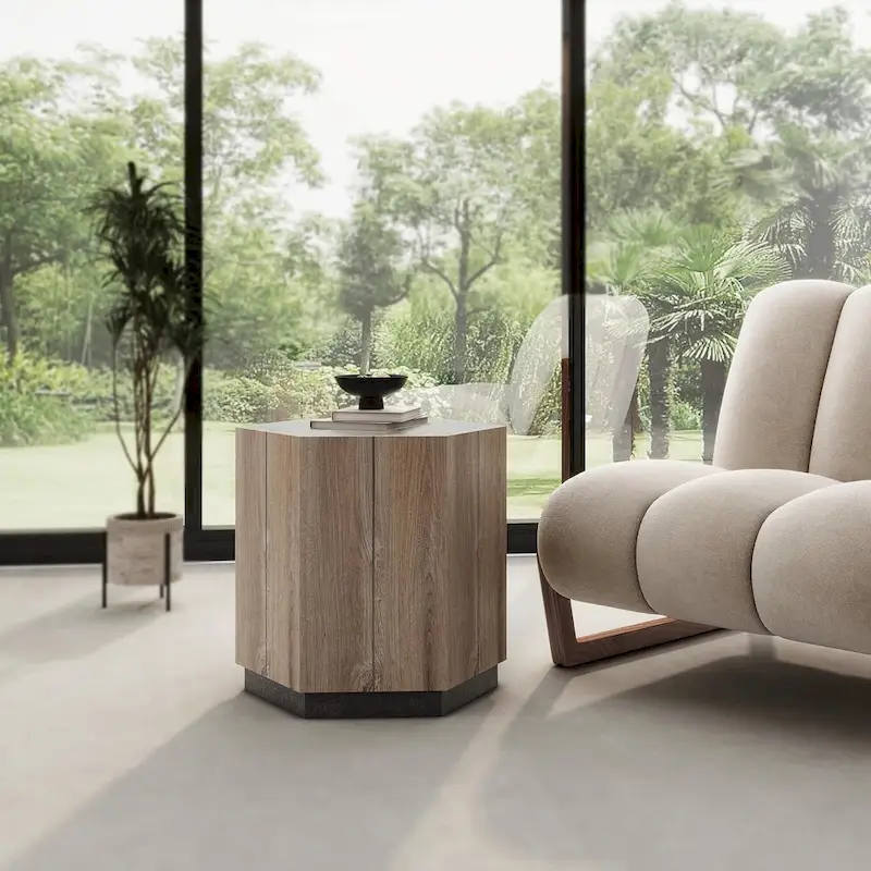 Hexagonal Coffee Table, Scratch Resistant Center Table with Drawers