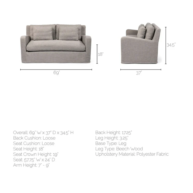 Denly I Beige Slipcover Two Seater Sofa