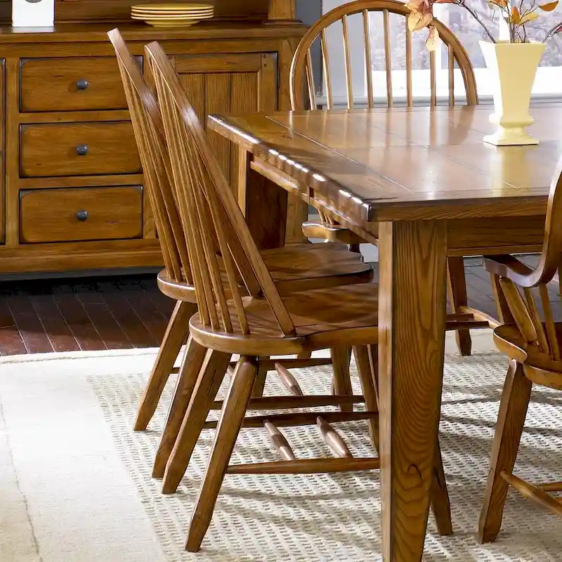 Treasures Rustic Oak Bow Back Dining Chair (Set of 2)