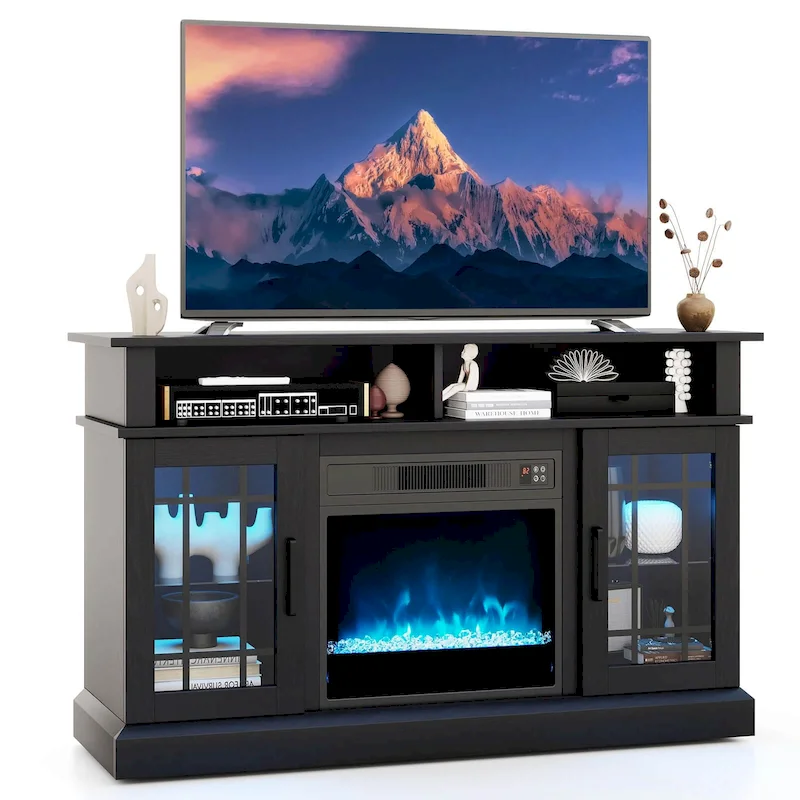 Costway TV Stand with Electric Fireplace LED Lights Remote Controls - See Details