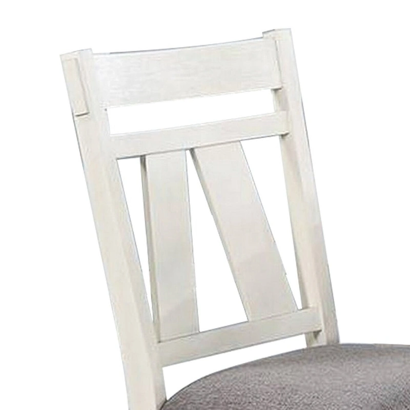 Lexi 24 Inch Classic Dining Side Chair, Padded Seat, Set of 2, Gray, White