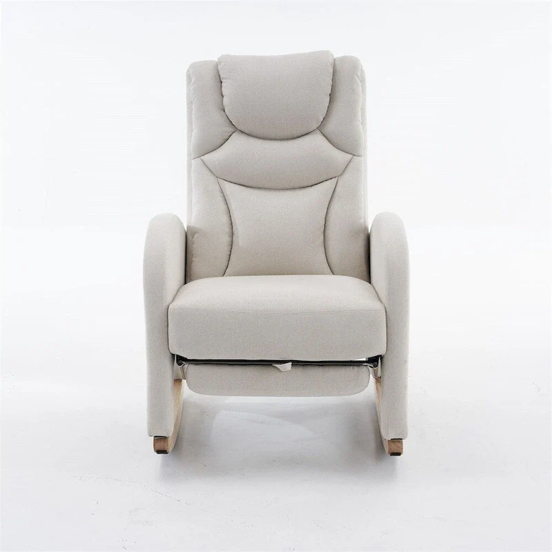 Ergonomic Fabric Nursery Rocking Chair With Adjustable Footrest