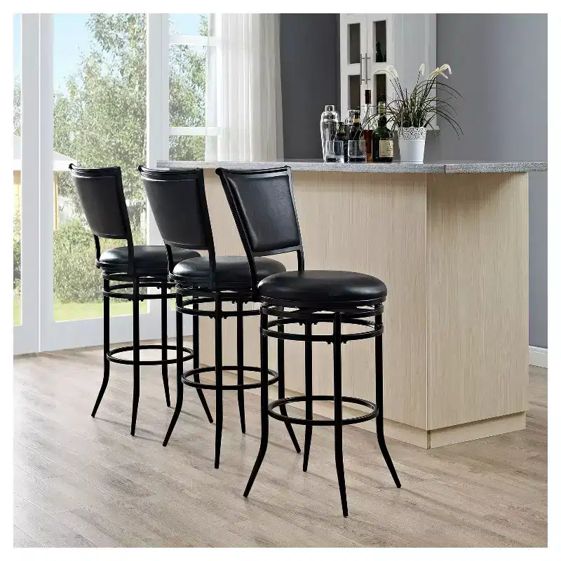 Rachel Swivel Barstool Black with Cushion - Crosley