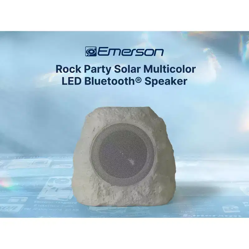 Emerson ERS-1002 Bluetooth Solar Rock Speaker with Multicolor LED Lighting