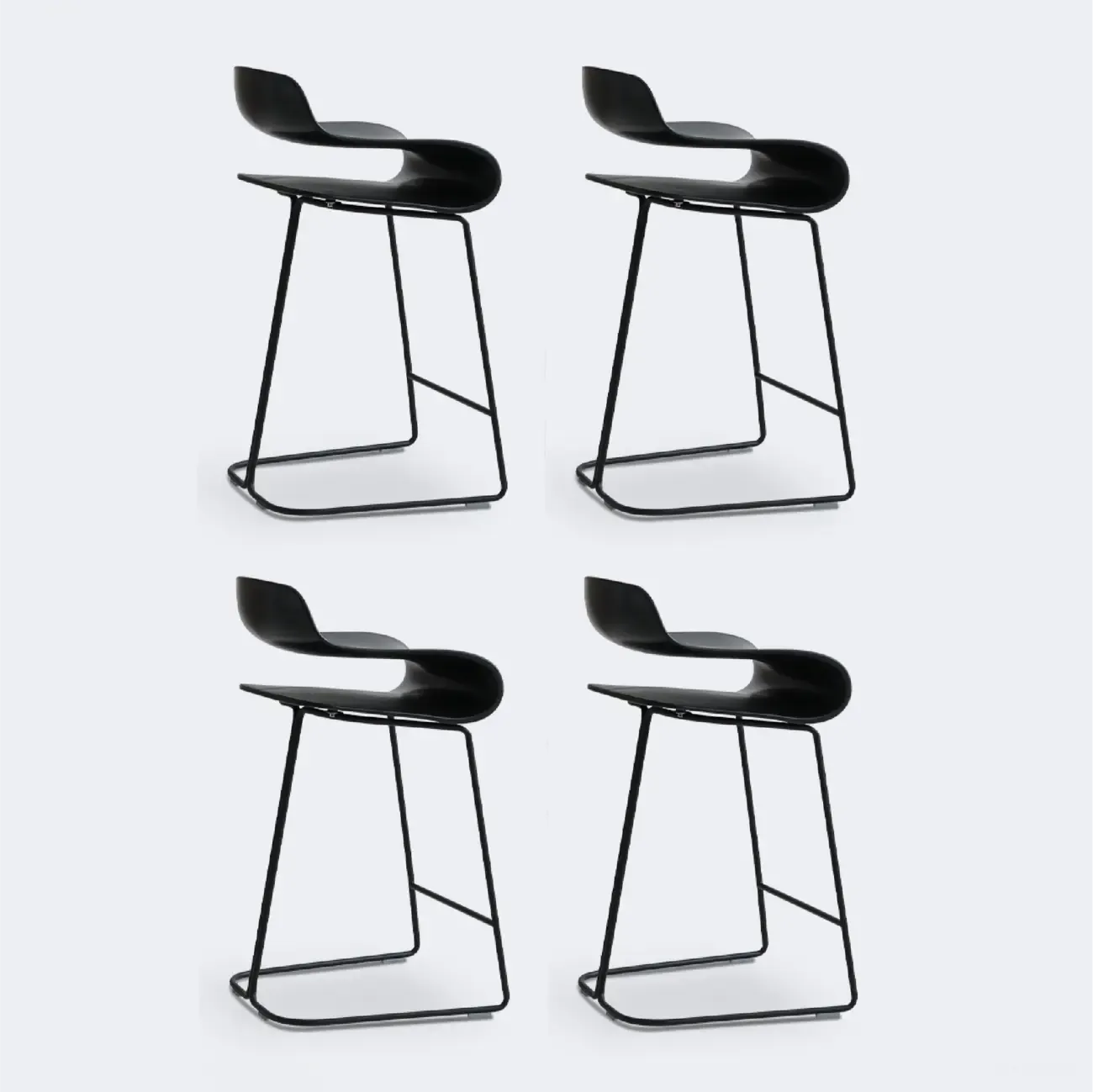 Industrial Plastic Steel Frame Low Back Armless Bar Stool