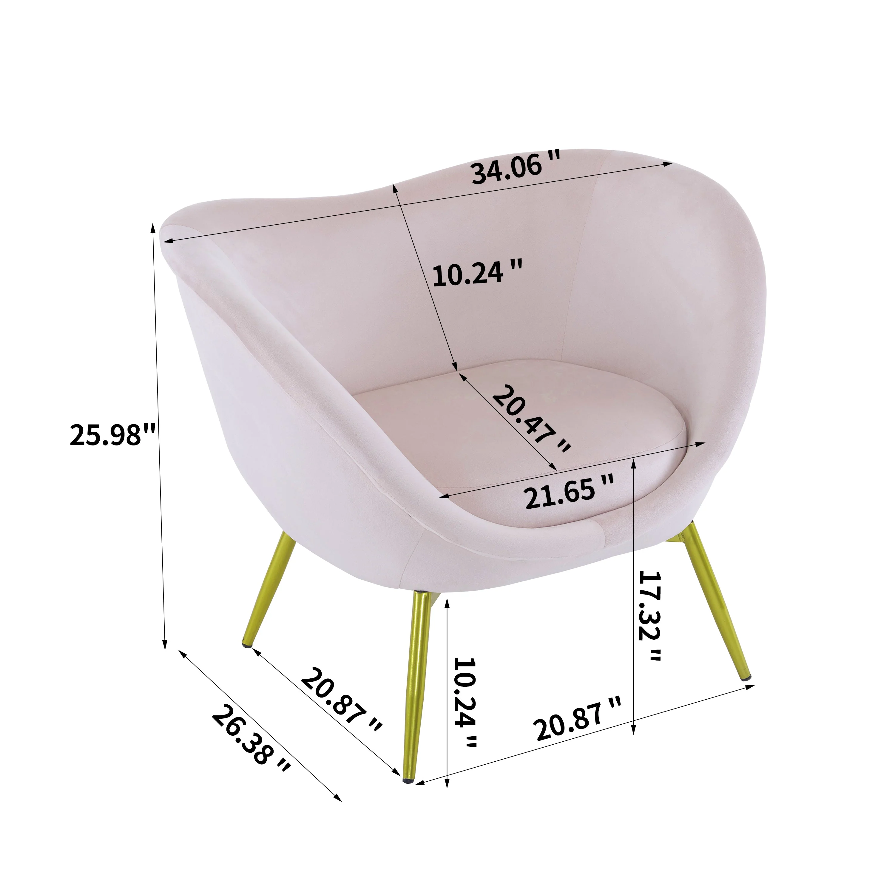 Modern Velvet Accent Chair with Gold Legs